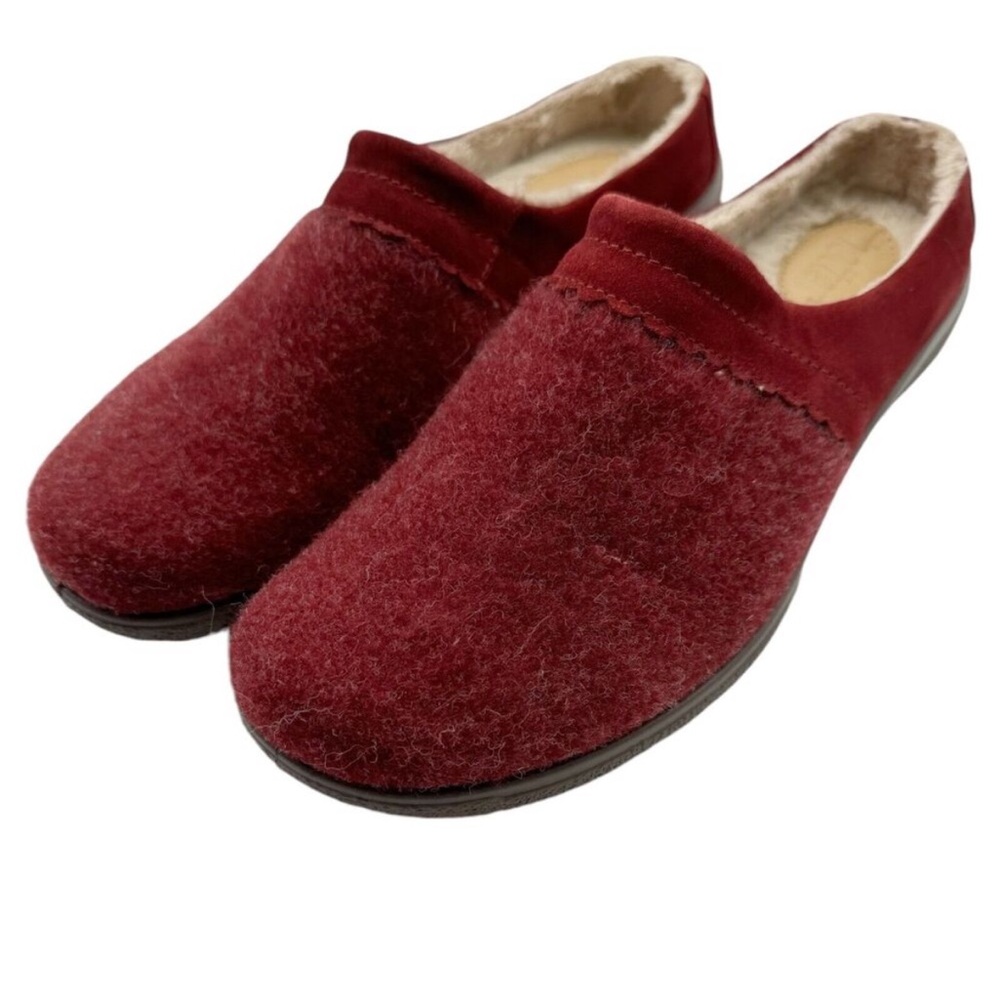 Hotter Devotion STD Red Wool Slip On Shoes Fur Lined Slippers Women’s Size 9